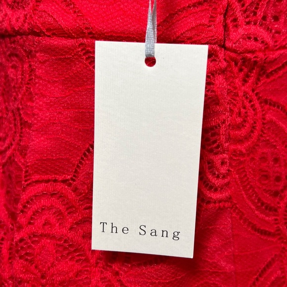 Gorgeous Strapless Red Lace Floor Length Trumpet Gown - Picture 14 of 16